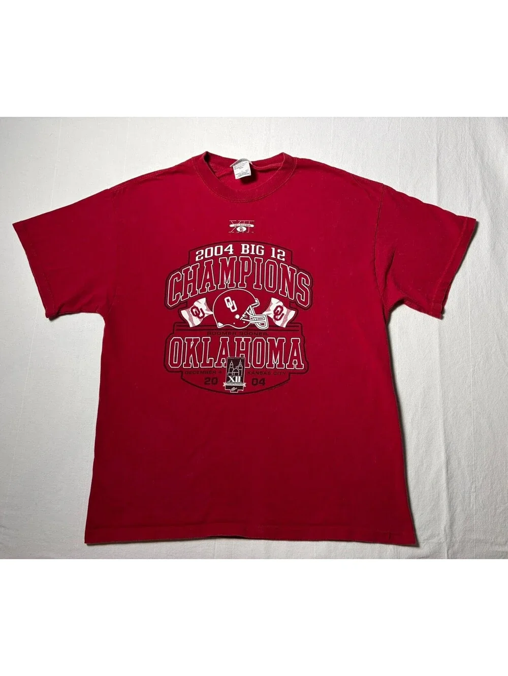 2004 Oklahoma Sooners Big 12 Champions T-Shirt Red OU Football VTG Y2K